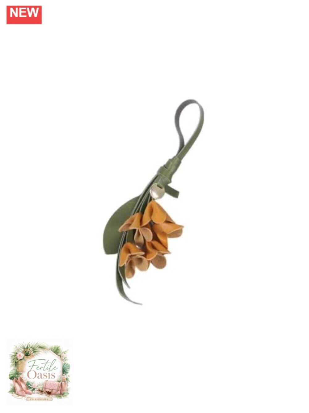 Faux Leather Flower Bouquet Bag Charm Handmade Floral Keychain
